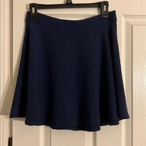 Navy blue floral embroider skirt
